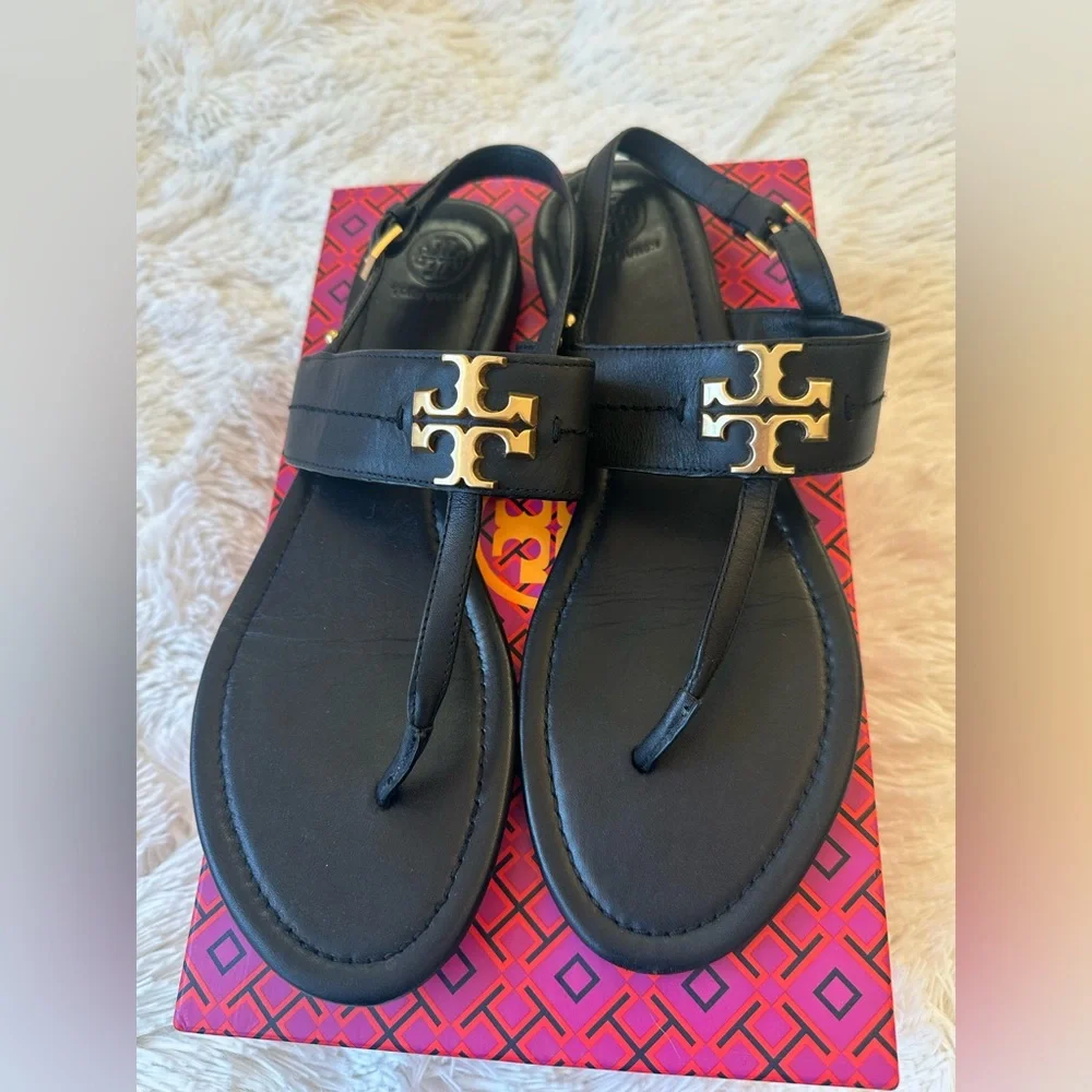 Tory Burch Everly Black Sandals Size: 10.5 - Picture 3 of 10